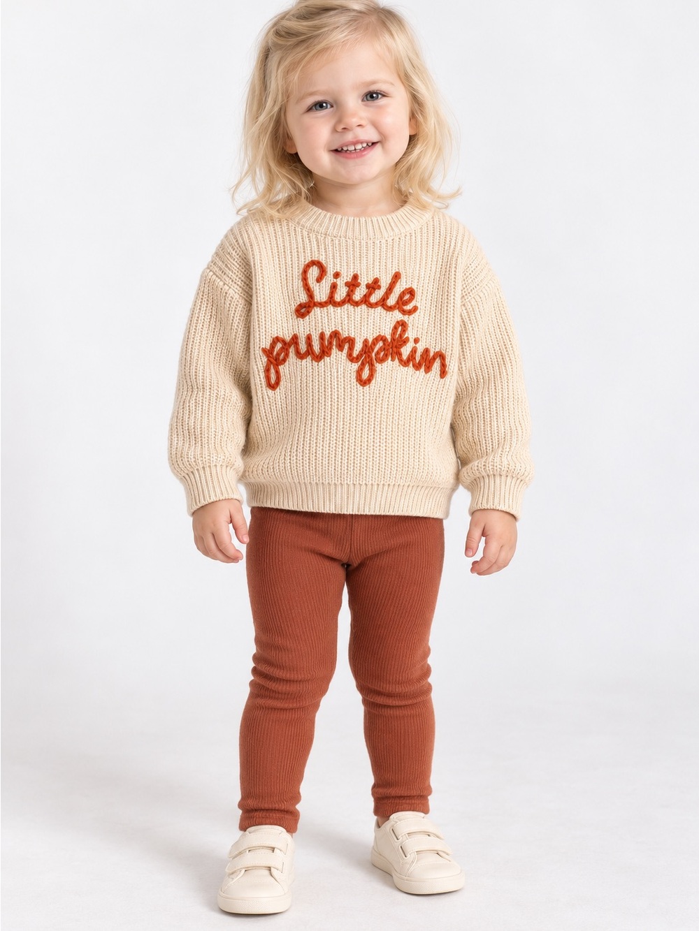 Little Pumpkin Beige Sweater-
1-2T